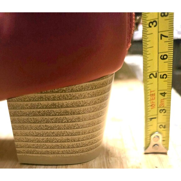 Red Peep Shootie Open Toe Perforated Sandals Cutout Block Heels Size 11 NEW - Picture 6 of 6